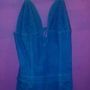 2 jean jumpsuits